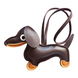 Dachshund, Brown Leather Charm, Keychain Access-NWOT
